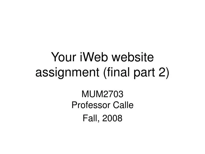 your iweb website assignment final part 2