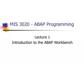 MIS 3020 - ABAP Programming