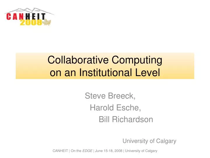 collaborative computing on an institutional level