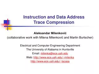Instruction and Data Address Trace Compression