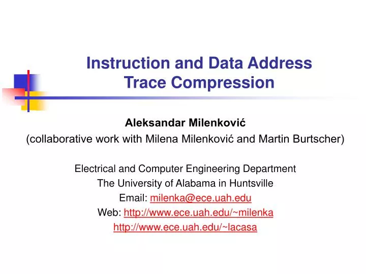 instruction and data address trace compression