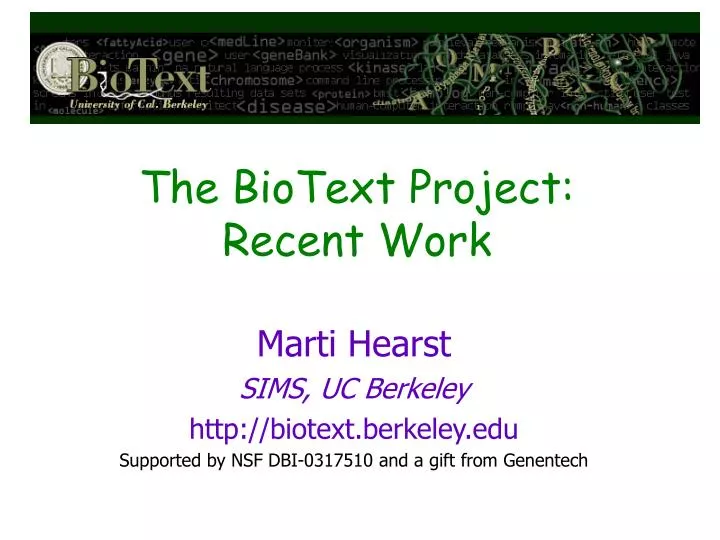 the biotext project recent work