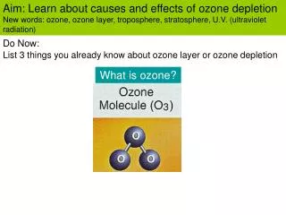 Aim: Learn about causes and effects of ozone depletion