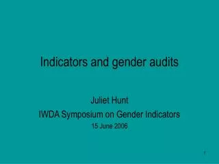 Indicators and gender audits