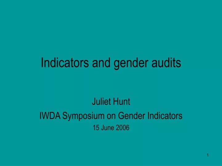 indicators and gender audits