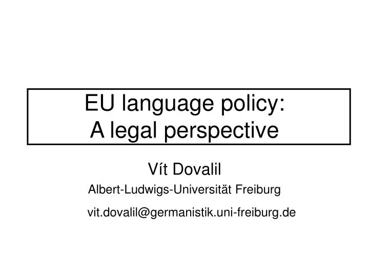 eu language policy a legal perspective