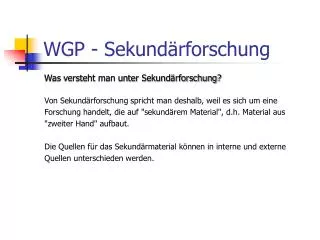 wgp sekund rforschung