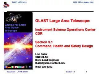 GLAST Large Area Telescope: Instrument Science Operations Center CDR Section 3.1