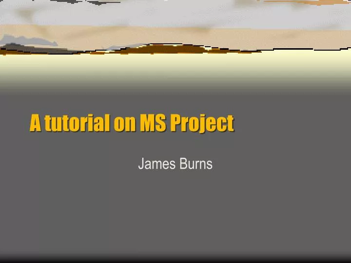 a tutorial on ms project