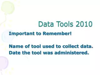 Data Tools 2010