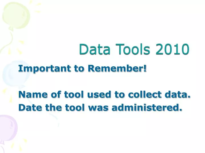 data tools 2010