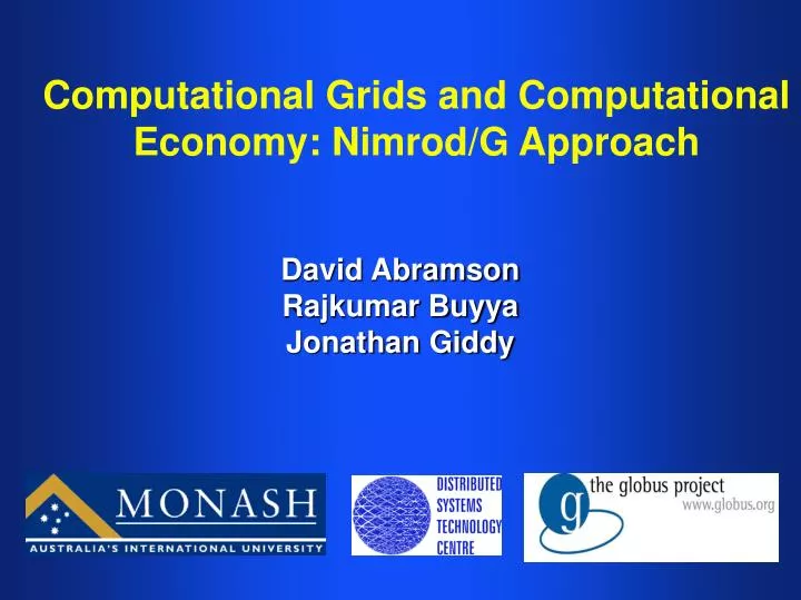 computational grids and computational economy nimrod g approach