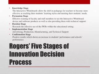 Rogers’ Five Stages of Innovation Decision Process