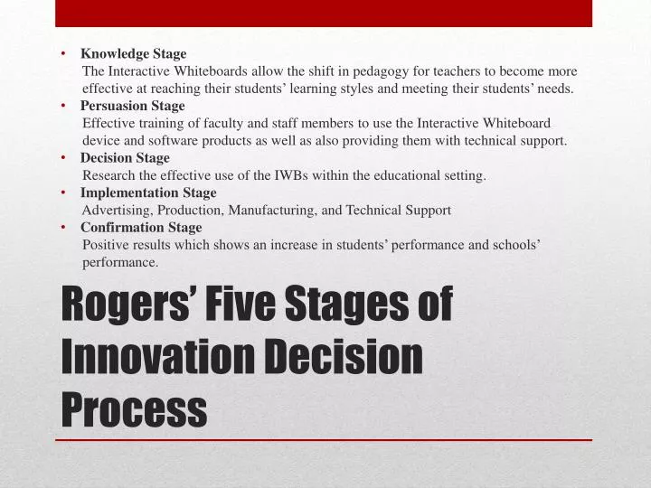 rogers five stages of innovation decision process