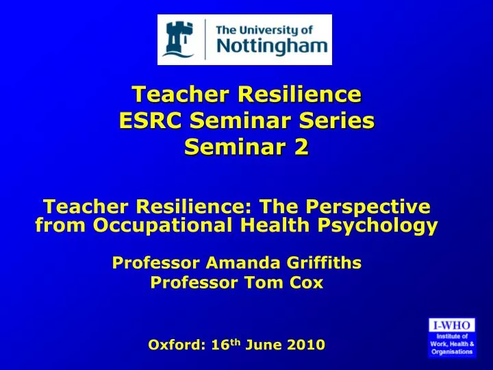 teacher resilience esrc seminar series seminar 2