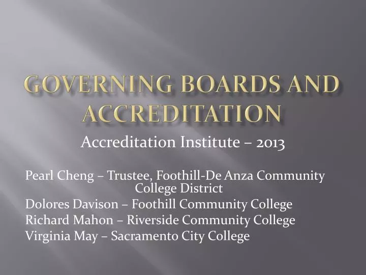 governing boards and accreditation
