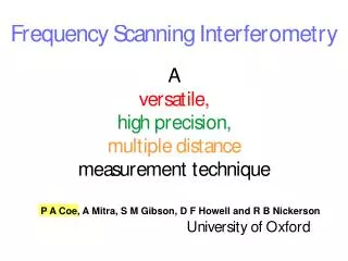 Frequency Scanning Interferometry in detail