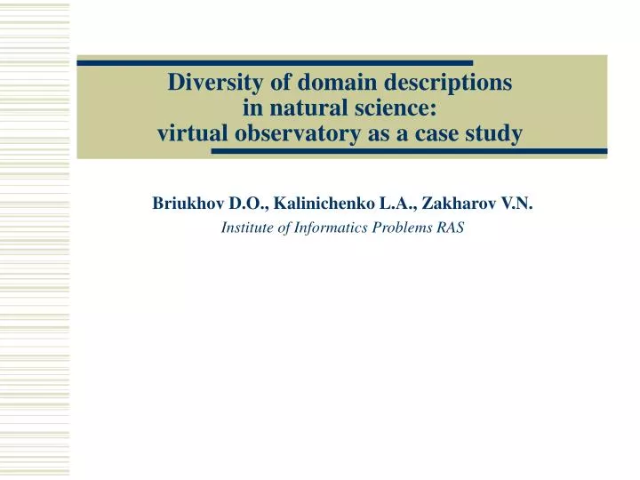 diversity of domain descriptions in natural science virtual observatory as a case study
