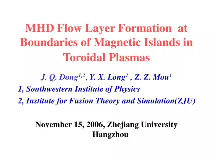 mhd flow layer formation at boundaries of magnetic islands in toroidal plasmas