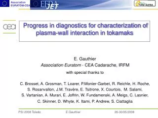Progress in diagnostics for characterization of plasma-wall interaction in tokamaks