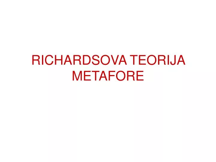 richardsova teorija metafore