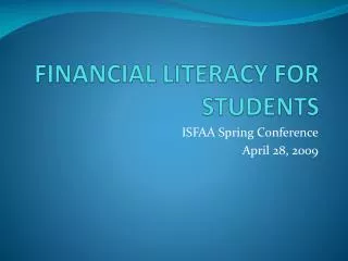 FINANCIAL LITERACY FOR STUDENTS