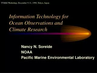 Information Technology for Ocean Observations and Climate Research