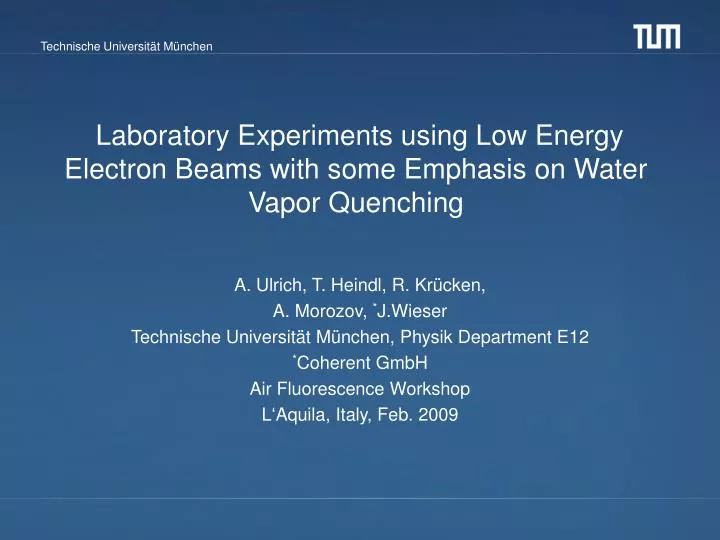 laboratory experiments using low energy electron beams with some emphasis on water vapor quenching