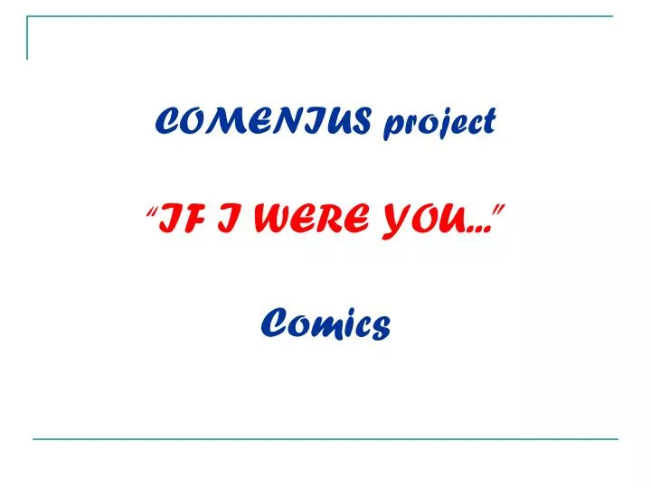 comenius project if i were you comics