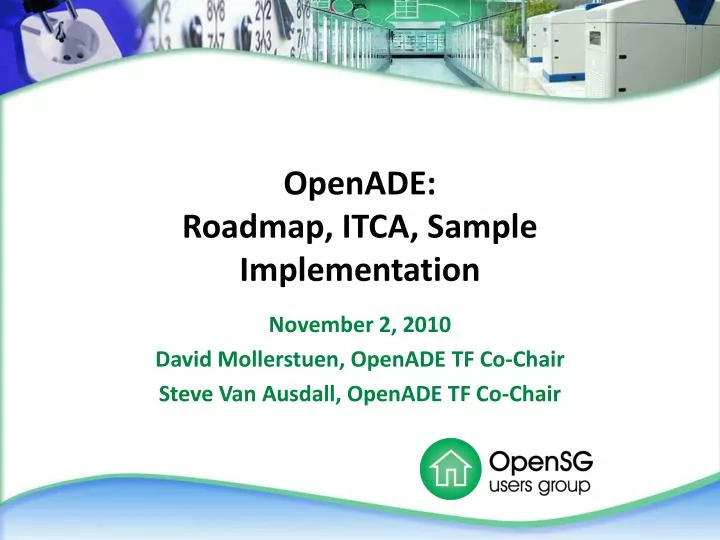 openade roadmap itca sample implementation
