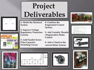 1- Model the Electrical System 2- Improve Voltage Regulation / Protection Circuits .