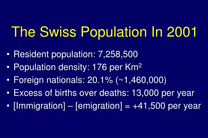 the swiss population in 2001