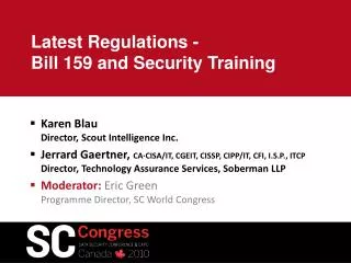 Latest Regulations - Bill 159 and Security Training