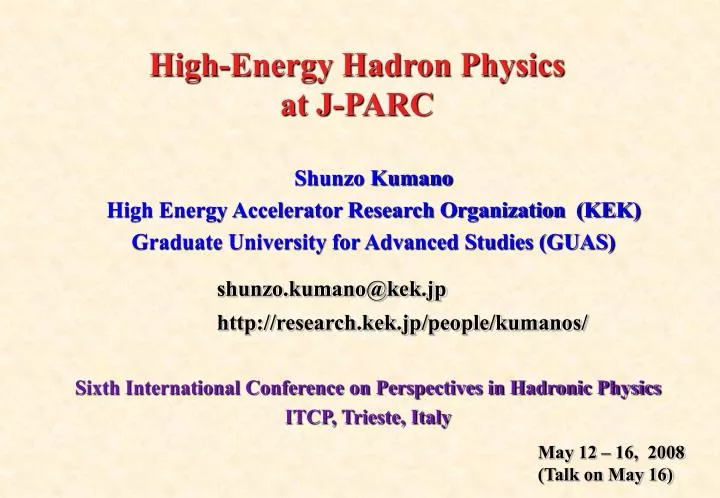 high energy hadron physics at j parc
