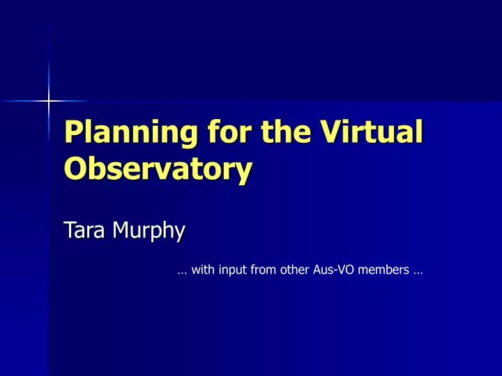 planning for the virtual observatory