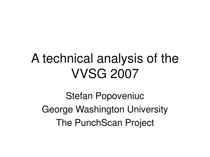 a technical analysis of the vvsg 2007