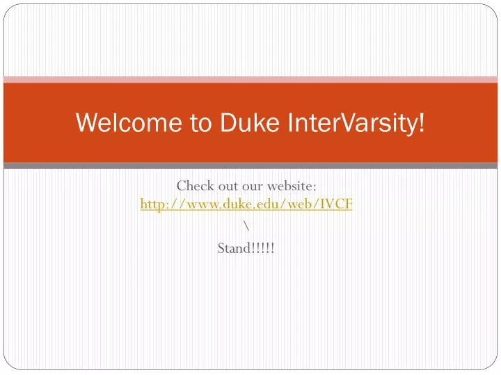 welcome to duke intervarsity