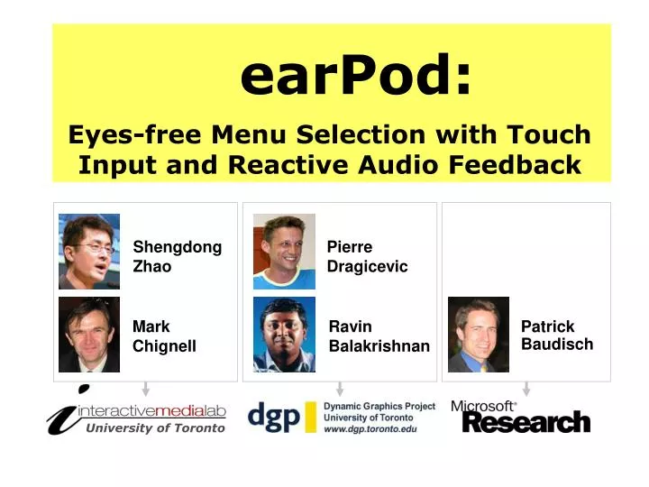 earpod eyes free menu selection with touch input and reactive audio feedback