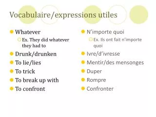 vocabulaire expressions utiles