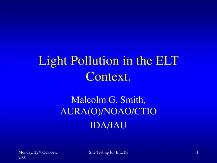 light pollution in the elt context