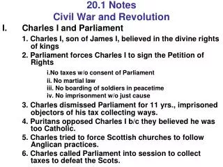20.1 Notes Civil War and Revolution Charles I and Parliament