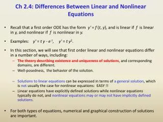 Ch 2.4: Differences Between Linear and Nonlinear Equations