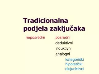 tradicionalna podjela zaklju aka