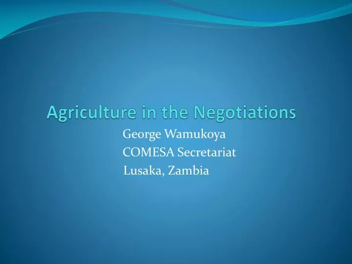agriculture in the negotiations