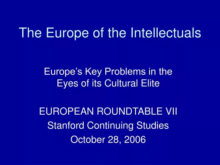 the europe of the intellectuals