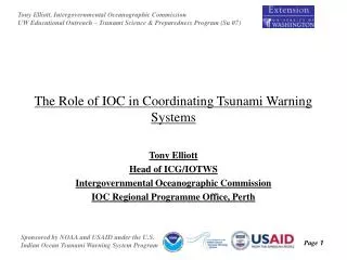 The Role of IOC in Coordinating Tsunami Warning Systems