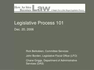Legislative Process 101 Dec. 20, 2006