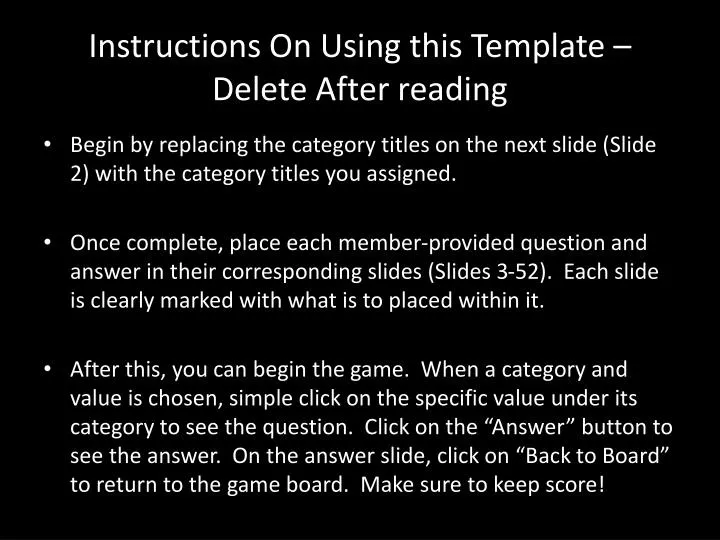 instructions on using this template delete after reading