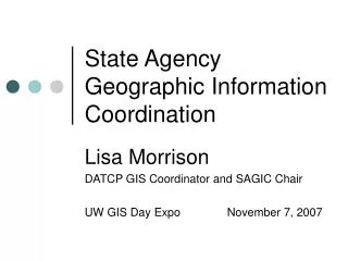 State Agency Geographic Information Coordination