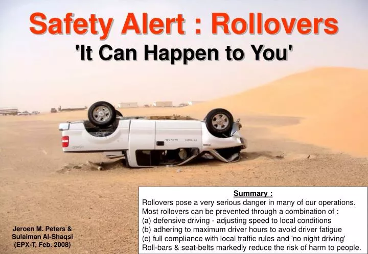 safety alert rollovers it can happen to you
